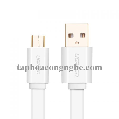 Ugreen 30680 0.5M màu Trắng Cáp sạc truyền dữ liệu USB 2.0 sang MICRO USB dáng dẹt US118 30030680